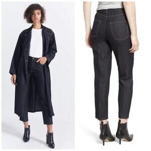 Current Elliot The Vintage Crop Slim High Rise Linen Blend Jeans Dark Size 26